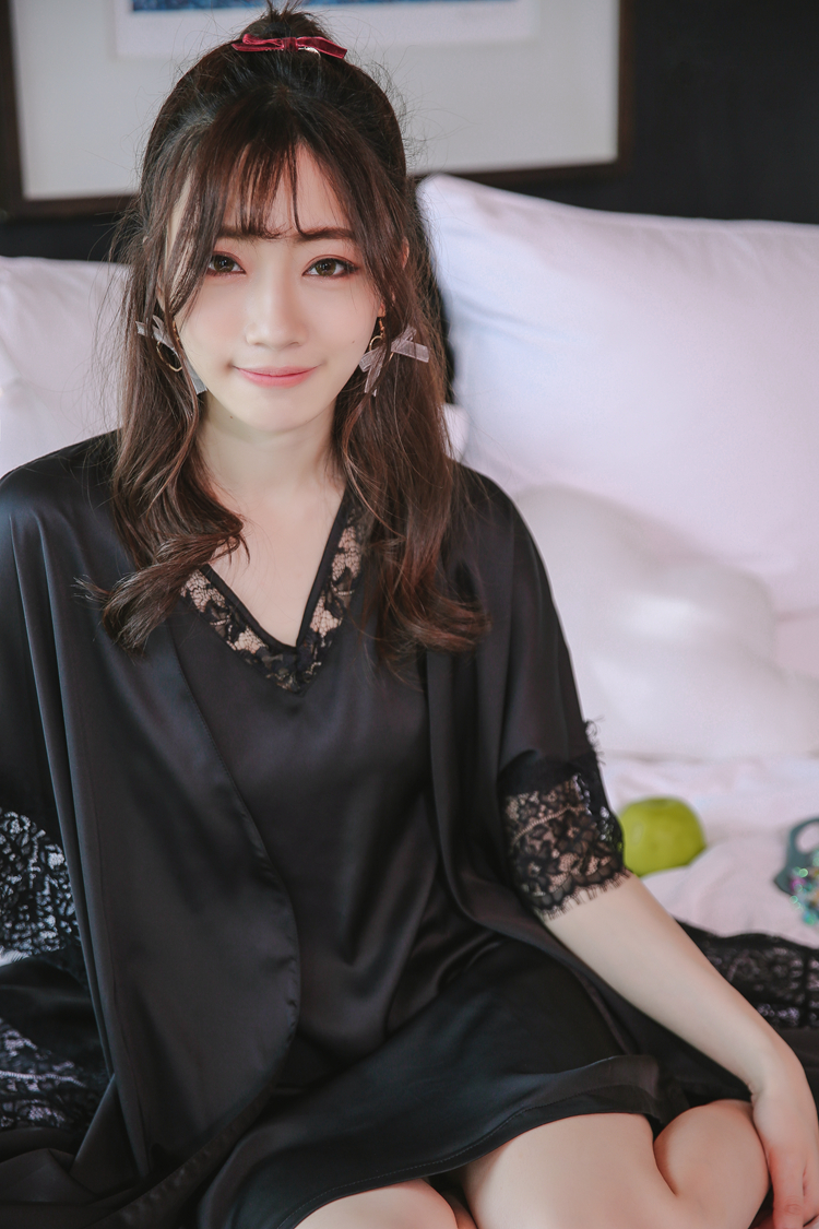 性感睡衣女夏季冰丝韩版极度诱惑情趣丝绸睡袍吊带睡裙两件套春秋