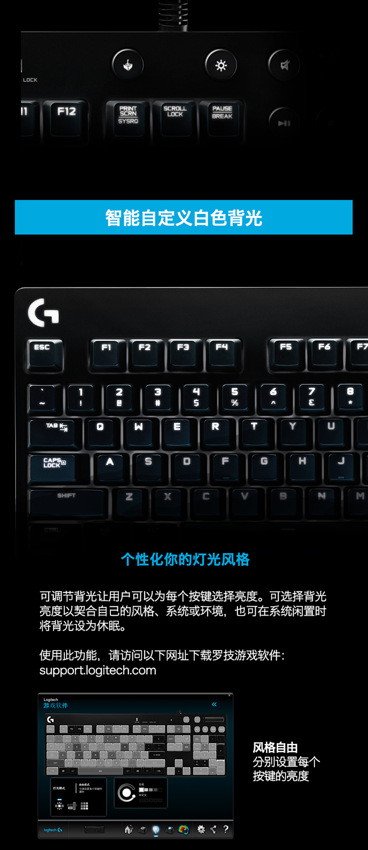 罗技（Logitech）G610 背光机械游戏键盘 青轴(920-008003)