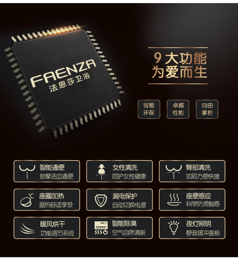 法恩莎智能马桶盖FGB015 白色