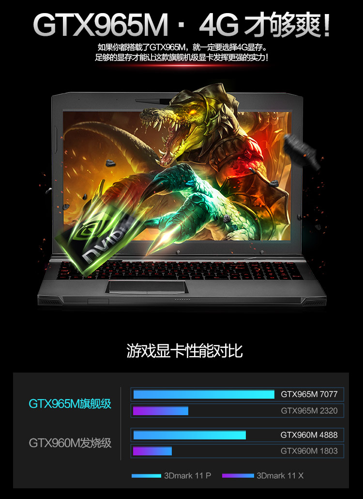 麦本本锋麦spro独显gtx965m游戏笔记本i7四核八线程四核i747028g180g