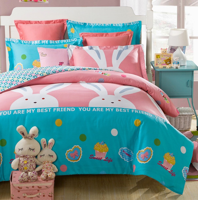 暖舒舒家纺 全棉四件套全棉床品套件床上用品床单被套 大粉兔 大粉兔 1.5-1.8米床
