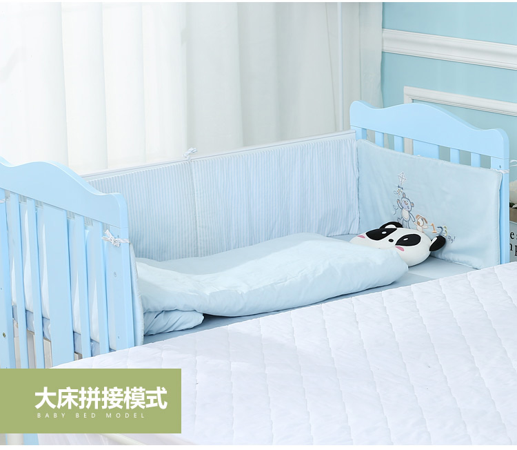 霖贝儿(LINBEBE)西迪布赛系列多功能婴儿床bb床欧式可拼接游戏床可变书桌松木儿童床高度可调宝宝床含5cm床垫 白色 120*65
