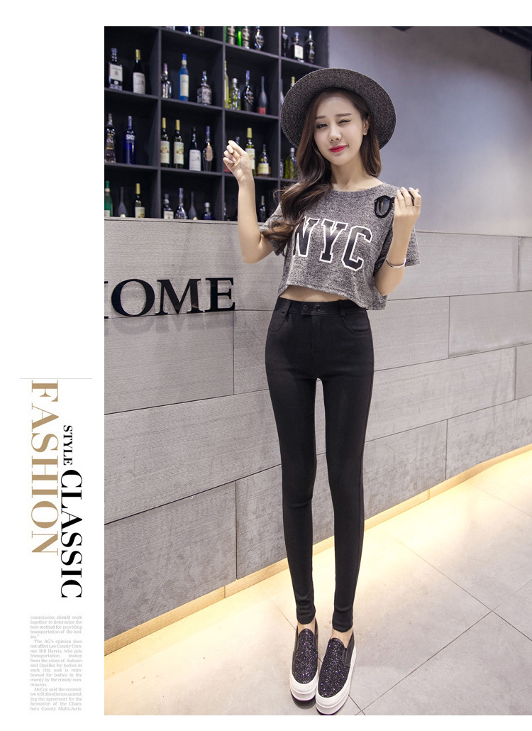 韩雪青青2017款外穿打底裤女长裤弹力九分小