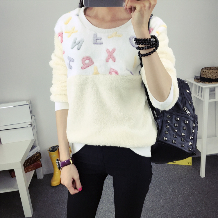 韩雪青青2016新款保暖打底加绒圆领毛衣女上