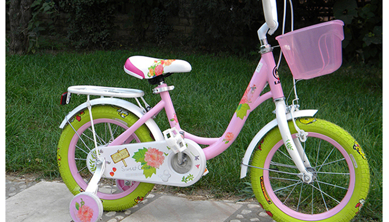兰Q自行车甜蜜花园系列12/14/16/18寸卡通儿童自行车 女式安全多彩 柠檬绿 12寸