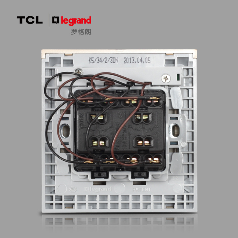 tcl开关插座罗格朗k5香槟金四开双控带灯开关