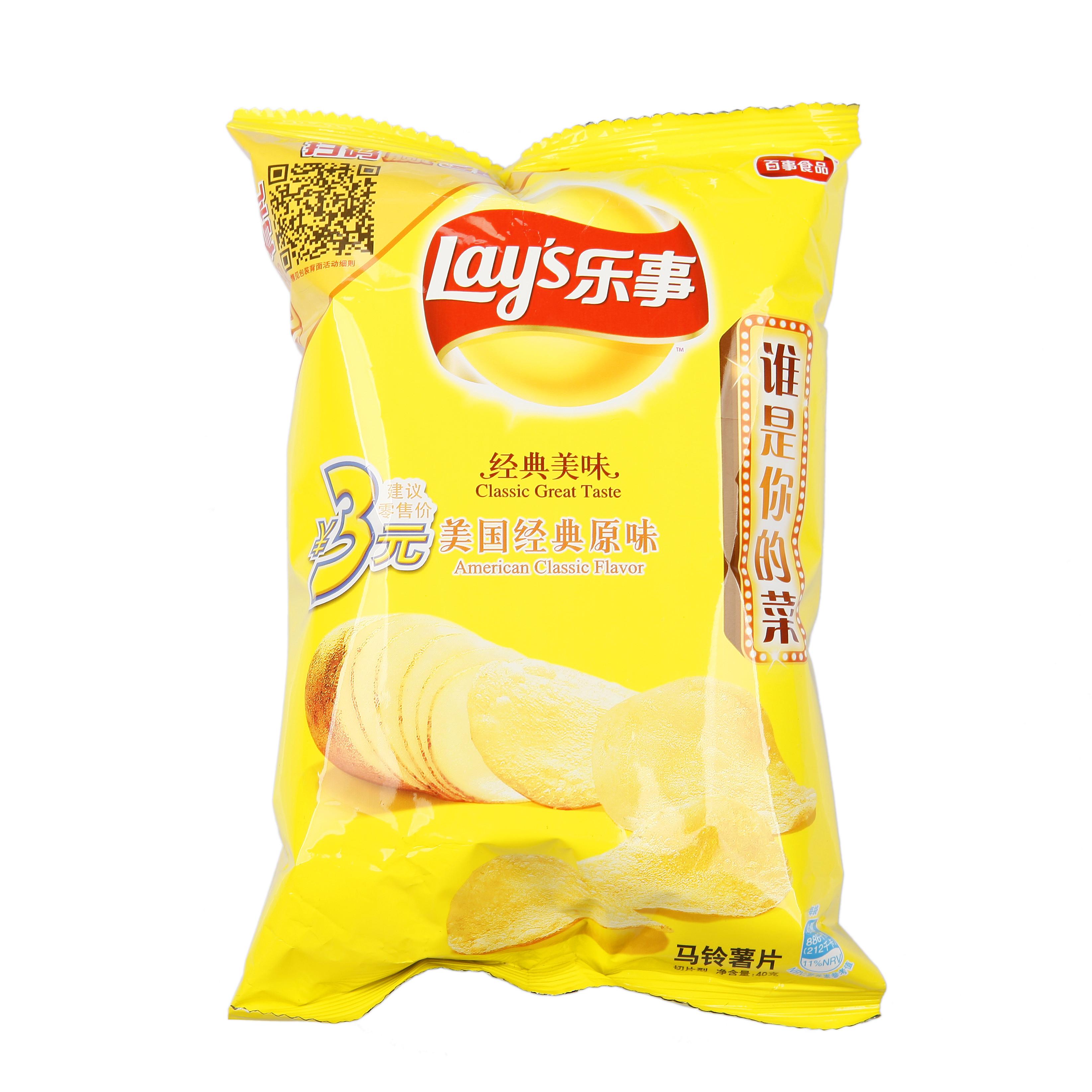 乐事lay's 薯片(美国经典原味 40g/袋