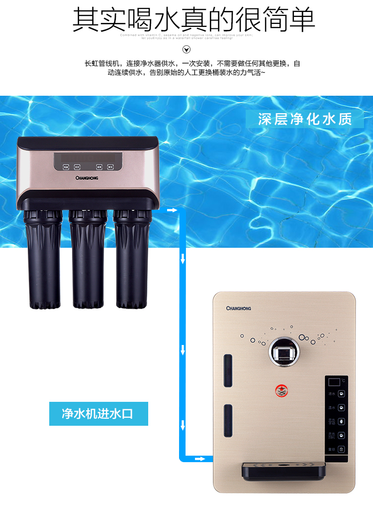 长虹(CHANGHONG)壁挂式速热管线机CHGX-601 家用办公智能饮水机 3秒速热