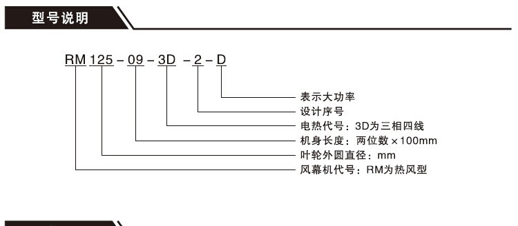 大功率电热风幕机:rm125-09-3d-2-d 电压/频率:380v~/三相四线