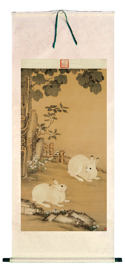 梧桐双兔图(历代书画经典手工宣纸高仿真系列 96cm*68cm)