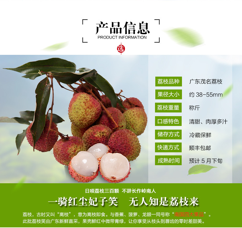 【预售】【苏宁自营】 广东茂名荔枝 妃子笑白