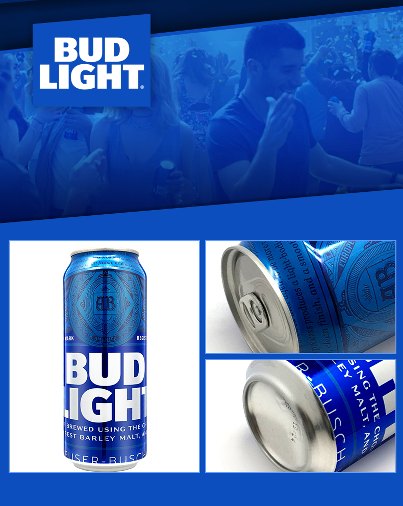 超级新品 英国进口budweiser/百威啤酒蓝色500ml*24听整箱装budlight