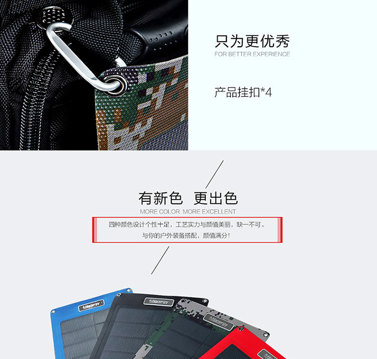 汉能 柔性太阳能薄膜充电器充电宝大功率USB