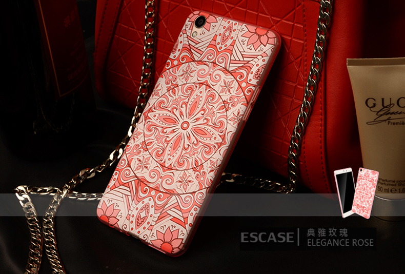 ESCASE OPPO R9纤薄全包3D浮雕手机壳 汉廷白玉