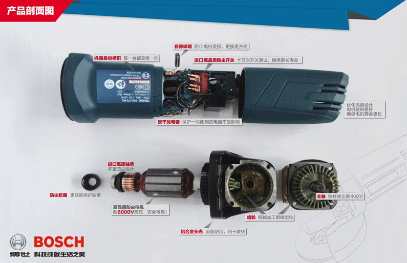 bosch博世tws6600角磨机手持打磨机手砂轮角向磨光机金属切割抛光磨光