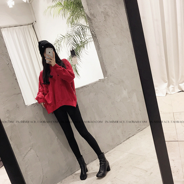 娇米诗2017夏季双拉链搭配字母刺绣卫衣圆领