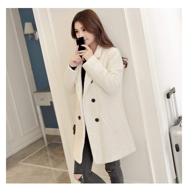 魅言魅语新款毛呢外套加厚妮子宽松白色呢子大