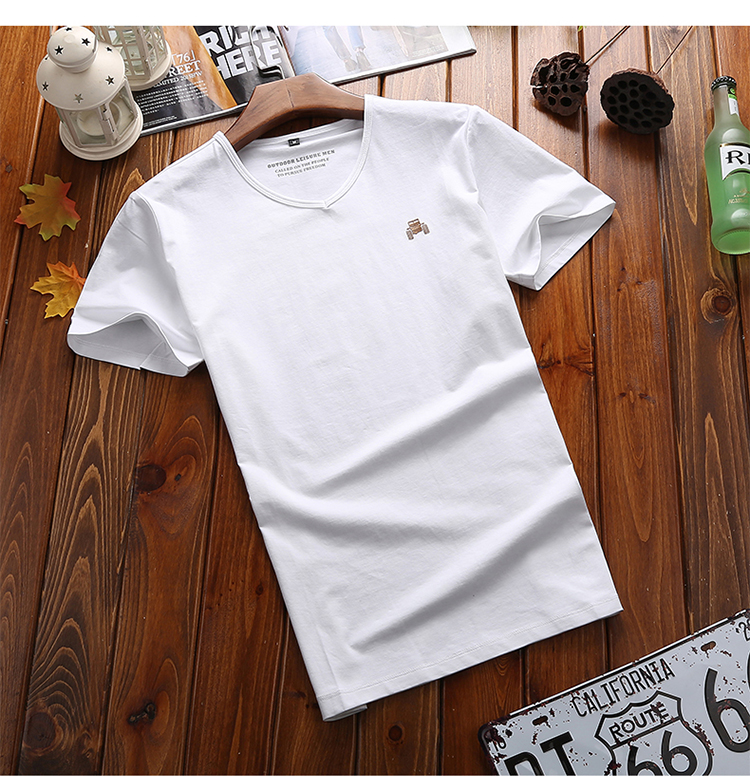 AFS JEEP鸡心领弹力短袖T恤男装夏季V领子