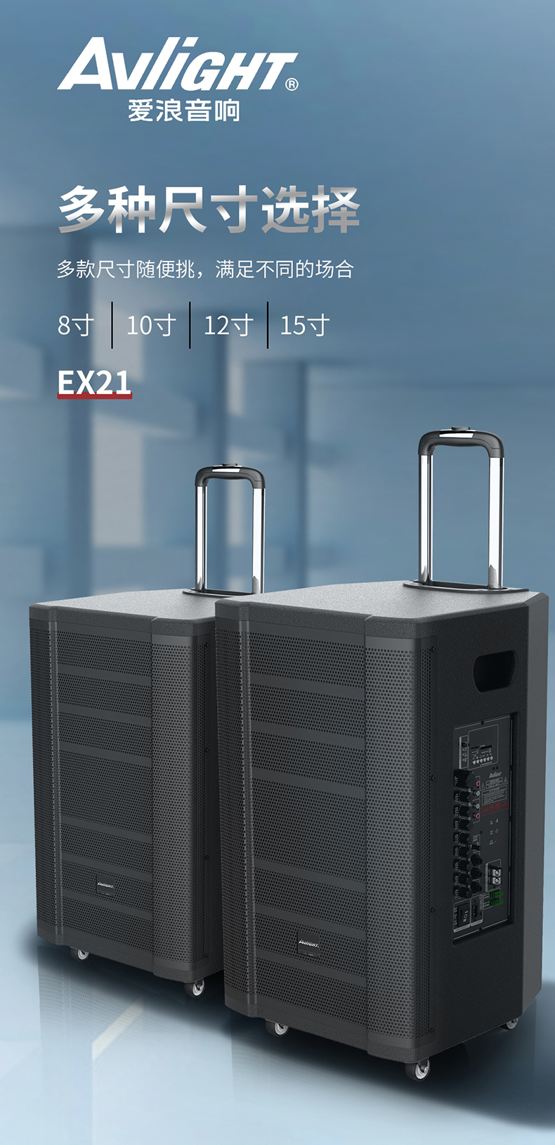 爱浪(avlight)ex21-10广场舞音响户外蓝牙音箱大功率k歌音响便携式