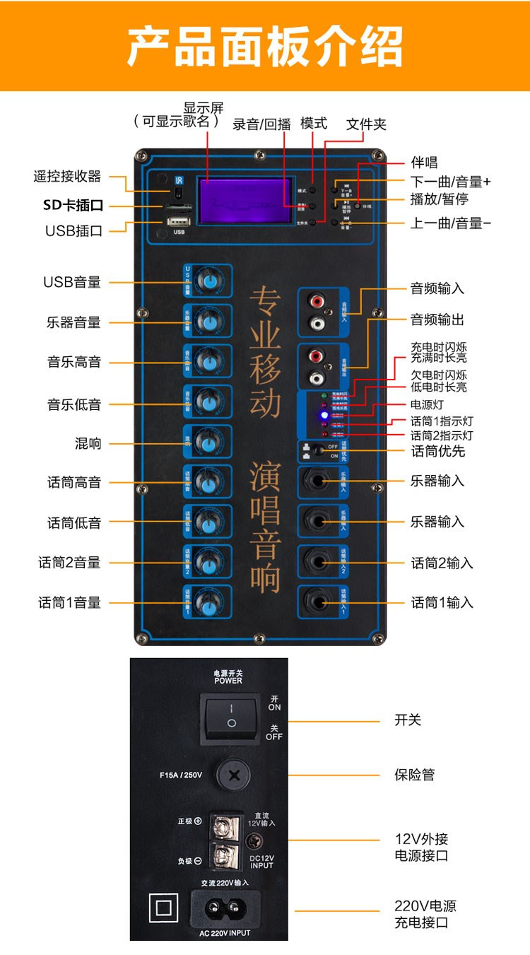 超级新品 malone曼龙音响m-310 10寸三分频户外高端拉杆音响 会议教学