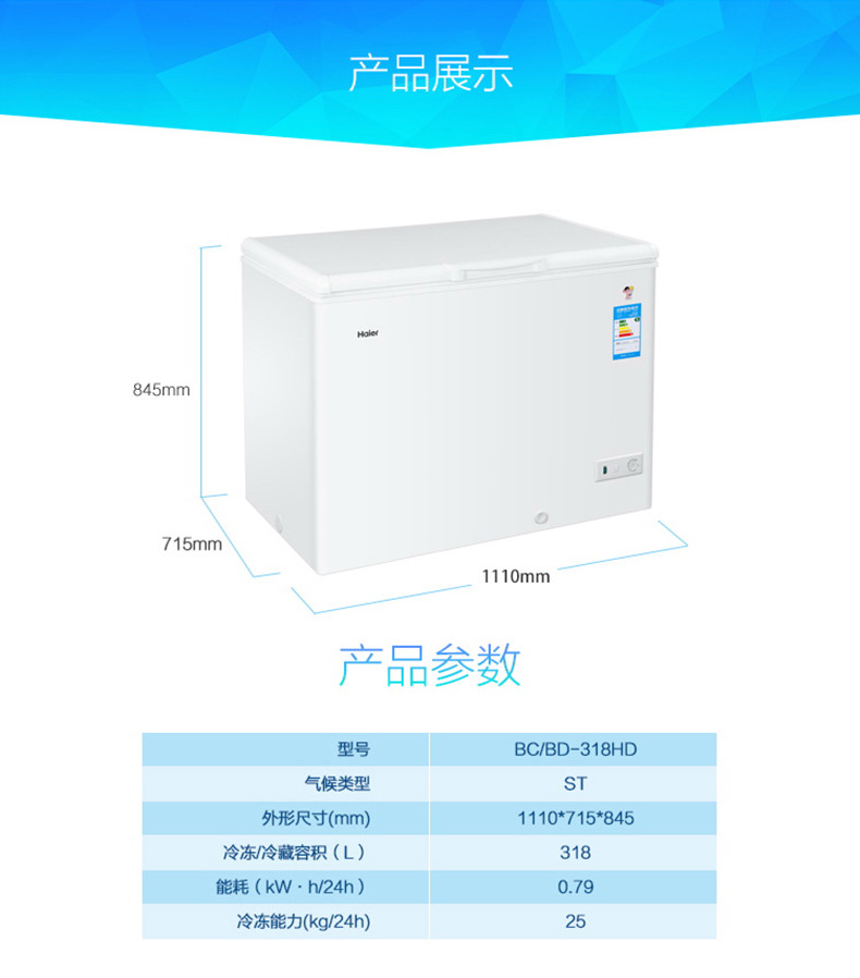【海尔官方授权电器专卖店】海尔冷柜 BC\/BD