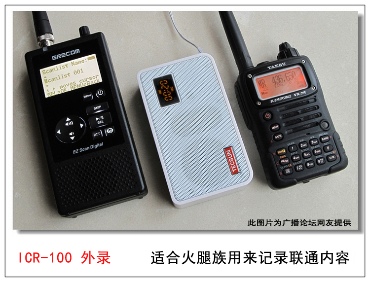 德生（Tecsun） ICR-100（银色）广播录音机 数码音频播放器 插卡收音机 小音箱 收音机 插卡音箱