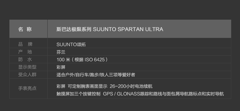 颂拓(SUUNTO)斯巴达极限运动表钛合金灰色SS022950000