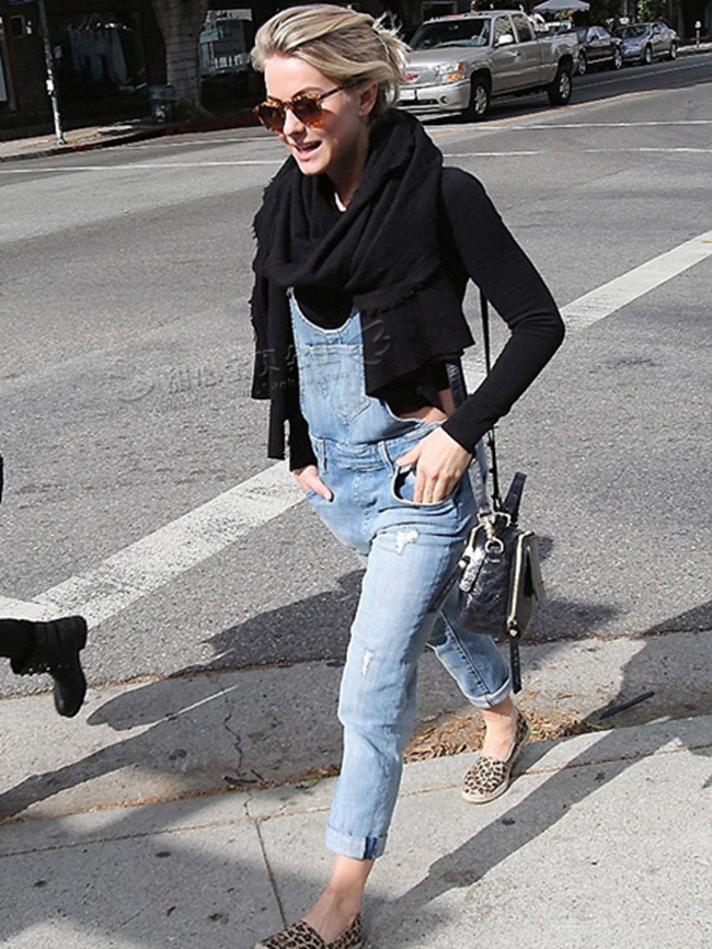 韩雪青青2017明星高圆圆同款牛仔背带裤女复