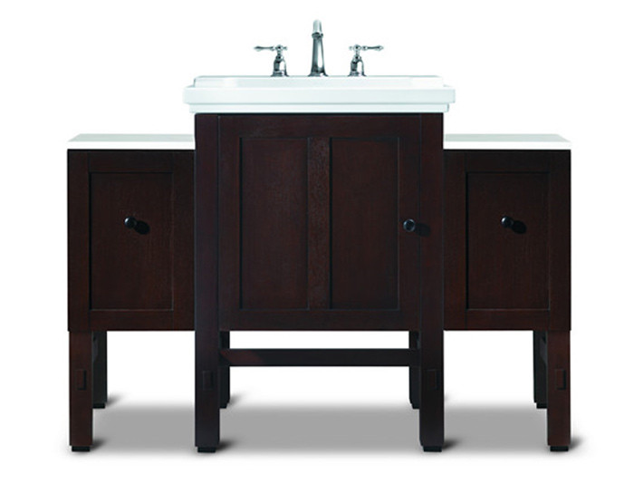 【科勒林邦专卖店】科勒KOHLER纽英伦浴室柜600mm(含仿藤编织抽篮1个)K-2604T-R2604-R右开门配2979-1单孔 -苏宁易购