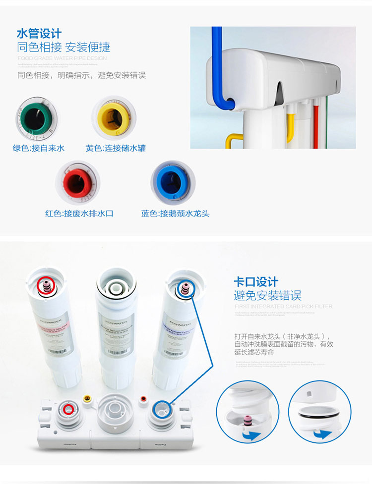 自营 怡口(ecowater)家用反渗透净水器800gpro厨下式直饮机 经典专柜