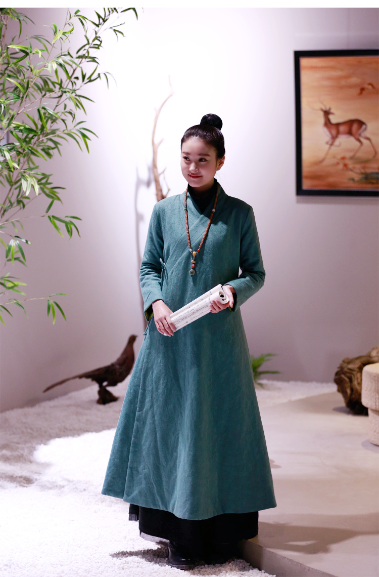 佛笑缘秋季中国风禅意女装复古茶服女连衣裙中式改良棉服汉服琴服