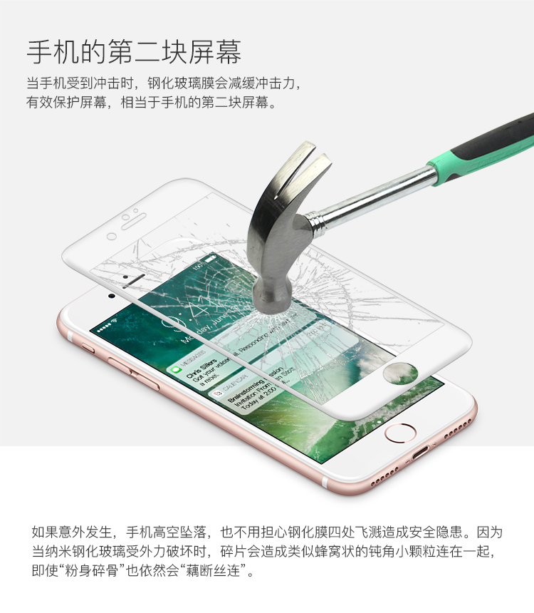 优加 iPhone7全贴钢化膜 白色