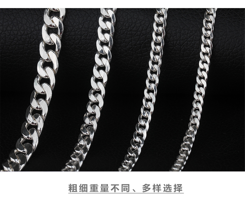 炙真银楼时尚吊坠/项链x201-1 炙真银楼纯银项链男款潮990银饰马鞭链