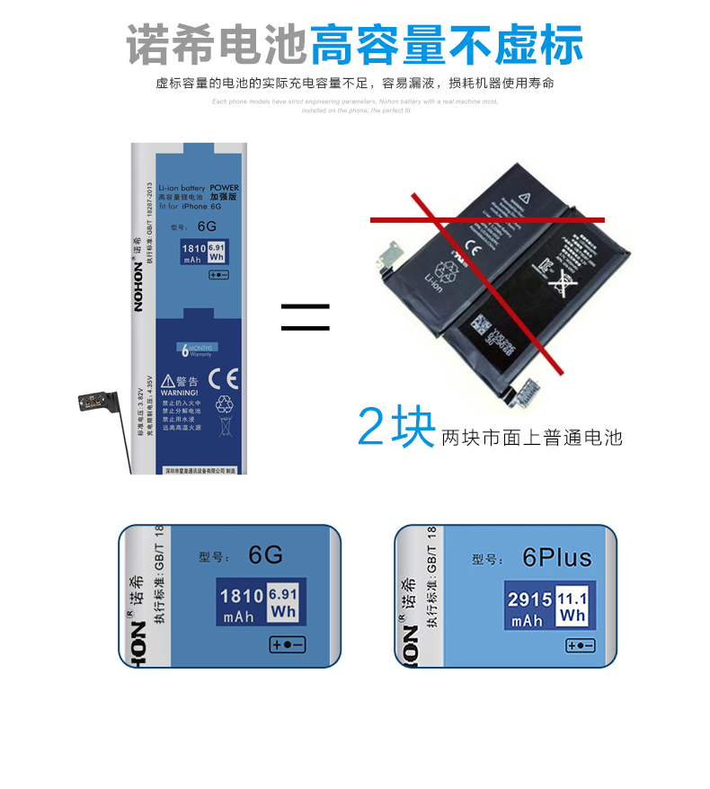 诺希 苹果6Plus手机电池 iphone6Plus电板 爱疯