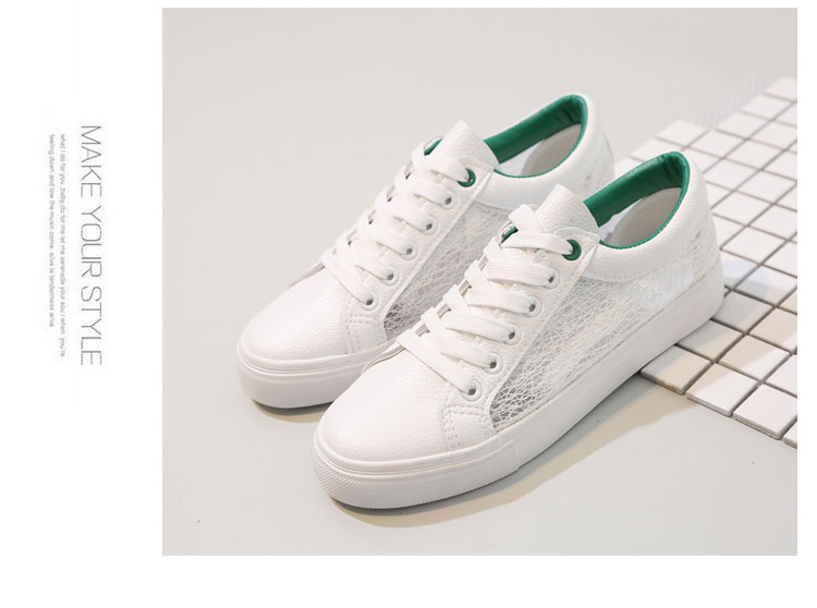 夏季新款超纤皮面网状镂空透气小白鞋女韩版系