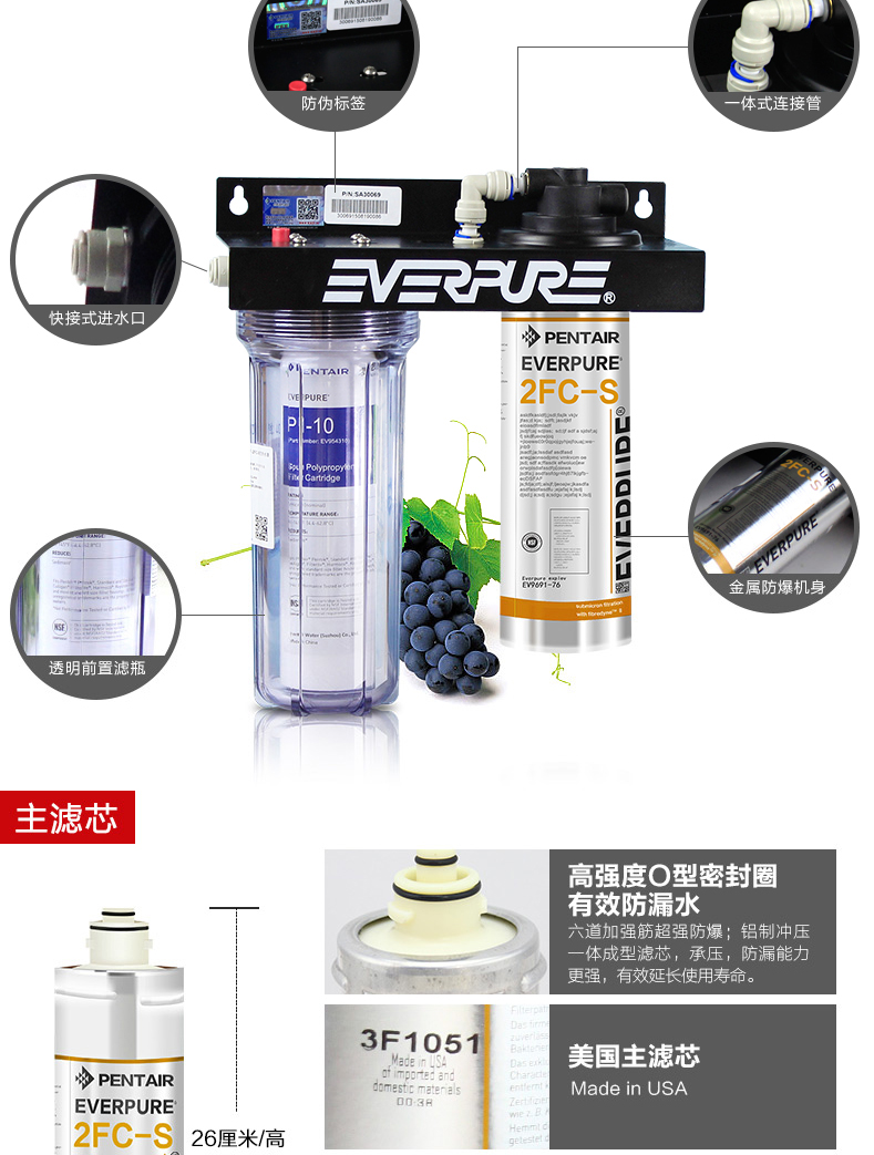 爱惠浦（EVERPURE）2FC-S一体式净水器