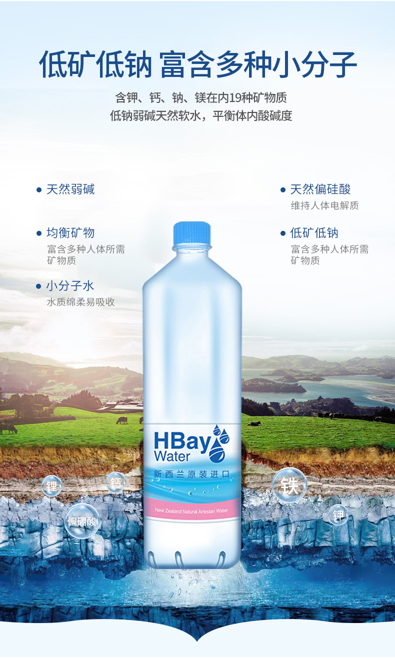 新西兰原装进口纽湾hbay饮用天然矿泉水15l6瓶整箱水源地霍克斯湾