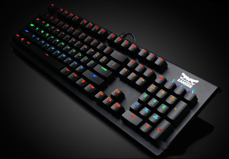 三巨SKU833 青轴混光104键钢板机械键盘电脑