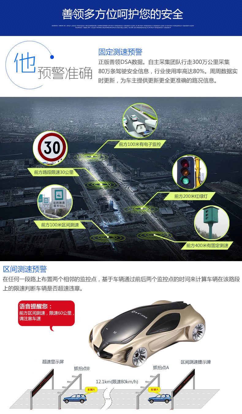 善领驾驶安全预警仪gt618测速电子狗dsa固定测速雷达流动测速