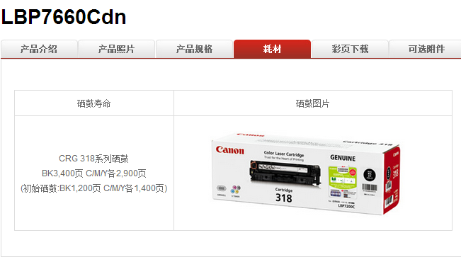 佳能（Canon）LBP7660Cdn A4幅面彩色激光打印机 标配网络打印 双面打印