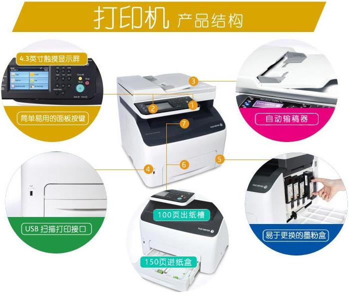 富士施乐(Fuji Xerox) DocuPrint CM228fw A4彩色无线多功能一体机(打印、复印、扫描、传真）