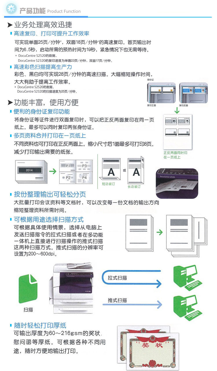 富士施乐(Fuji Xerox) DC S2520NDA A3黑白数码复合复印机 25页(高配) 双纸盒带双面自动进稿器