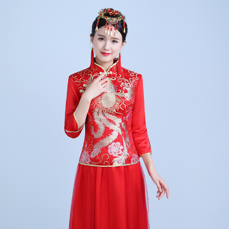 新款秀禾服新娘结婚礼服嫁衣中式旗袍红色复古