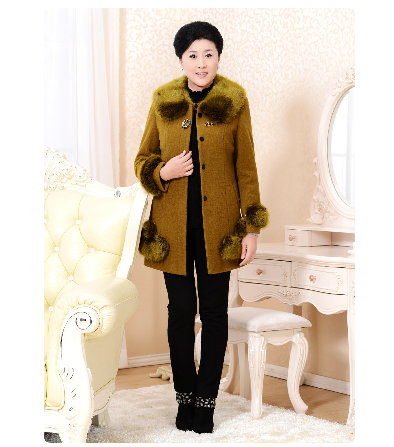 ingwenyuan2016新款中老年女冬装毛呢外套妈