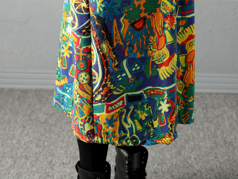 韩雪青青2017韩版长款棉衣女长过膝加厚民族