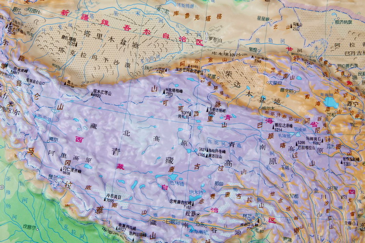 中国地形图 地理教学凹凸立体地形图 55*38厘