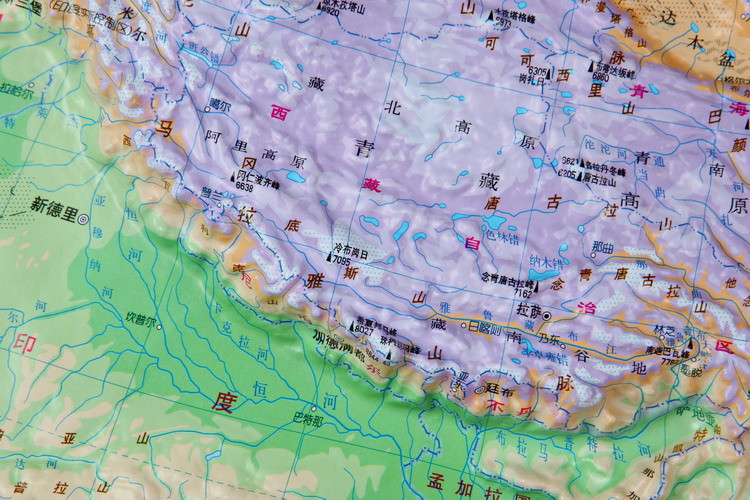 中国地形图 地理教学凹凸立体地形图 55*38厘