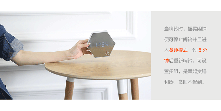 厂家直销镜面闹钟led静音夜光电子钟化妆镜新奇特礼品创意时钟