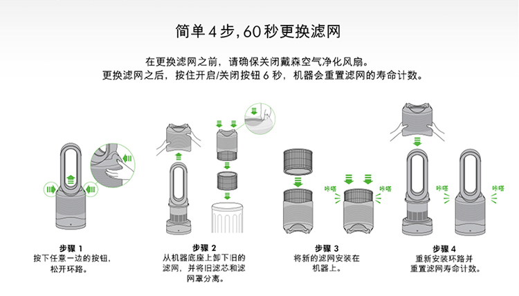 戴森( dyson )hp03无叶风扇 空气倍增技术 除烟除尘 5档以上 冷暖两用