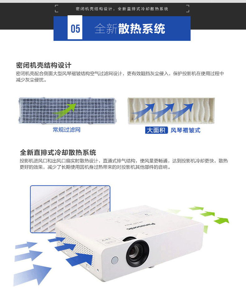 松下(Panasonic)投影仪办公商务会议教学家用 投影机 PT-WX3700高亮3700流明